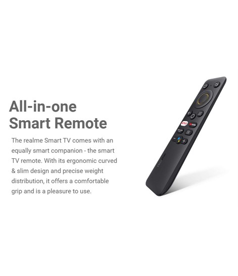 Realme LED TV Bluetooth Voice Remote Control  with YouTube, Netflix, Prime Video & Google Assistant.