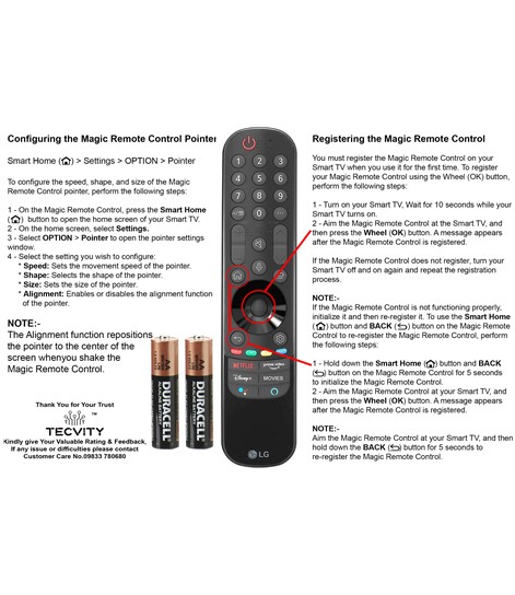 LG AN-MR22GA Magic Remote No. AKB76039908 with Voice, Scroll And Pointer For LG Smart LED TV.