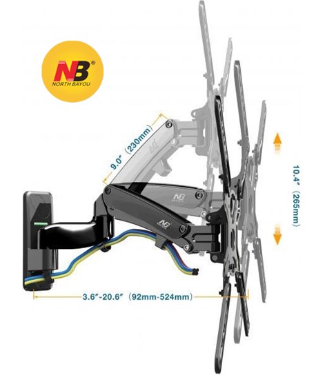 NB F300 Gas Strut Flexi Wall Mount for 24" to 35" 