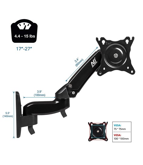 NB F150 Gas Strut Flexi Wall Mount For 17" To 35" Monitors