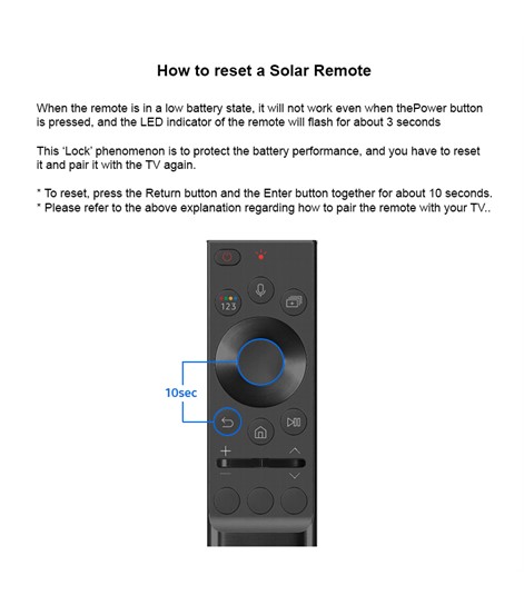 RC No. BN59-01357A Voice Smart Remote for Samsung 4K Smart LED/UHD/QLEDTV – Solar-Cell Charger.