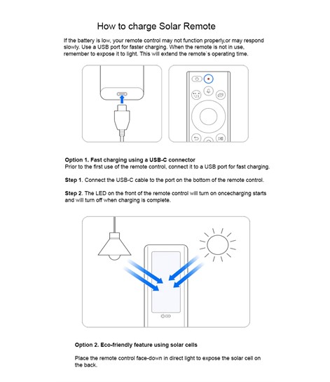 RC No. BN59-01357A Voice Smart Remote for Samsung 4K Smart LED/UHD/QLEDTV – Solar-Cell Charger.