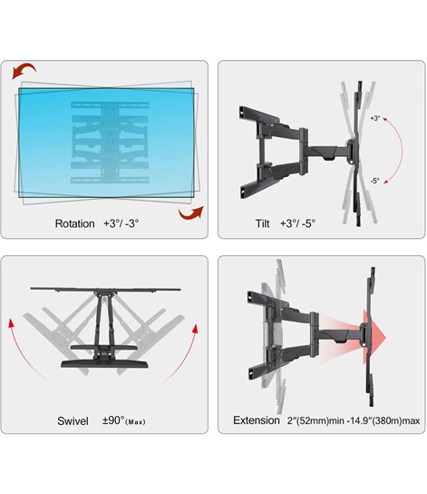 NB P6 New Full Motion Cantilever Wall Mount For 32" To 75" LCD/LED TV Up To 45.5 Kg.