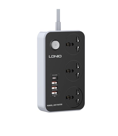 LDNIO SC3412 Fast Charge 20W with 3 Power Ports and 3 USB 3.0 Ports Fast Charge 7 Socket Extension B