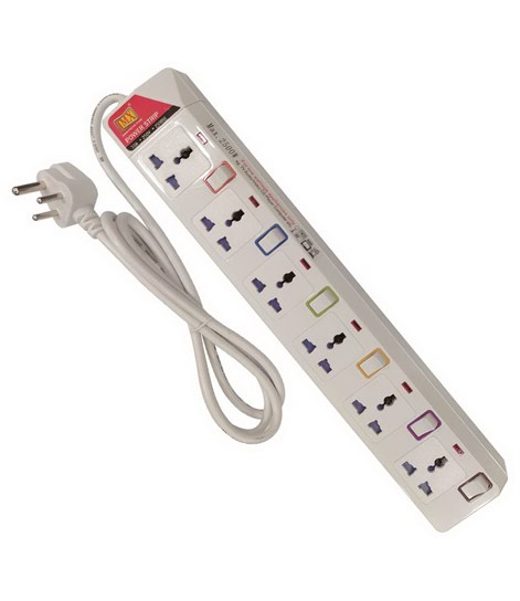 MX 6 Way Outlet Power Strip With Universal Socket