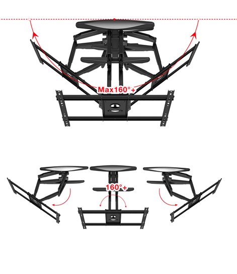 NB P65 New Full Motion Cantilever Wall Mount For 55" To 85" LCD/LED TV Up To 68.2 Kg.