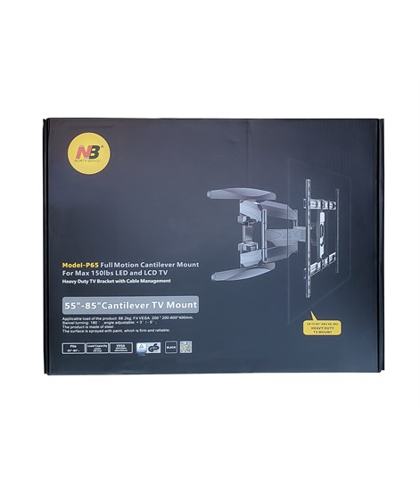 NB P65 New Full Motion Cantilever Wall Mount For 55" To 85" LCD/LED TV Up To 68.2 Kg.