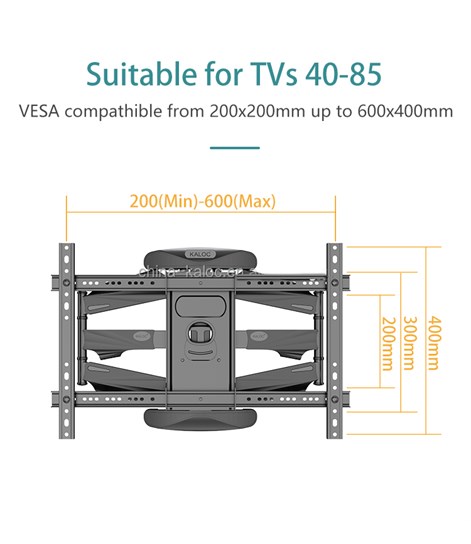 Kaloc S8 New Full Motion Cantilever Wall Mount For 32" To 55" LCD/LED TV Up To 31.8 Kg.