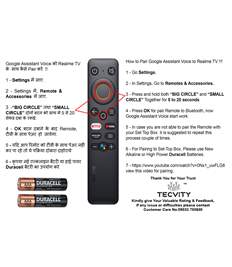 Realme LED TV Bluetooth Voice Remote Control  with YouTube, Netflix, Prime Video & Google Assistant.