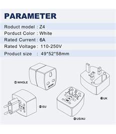 LDNIO Z4 Universal World Travel Plug, 6Amp Maximum