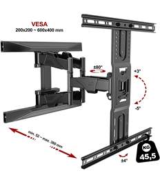 NB P6 New Full Motion Cantilever Wall Mount For 32" To 75" LCD/LED TV Up To 45.5 Kg.