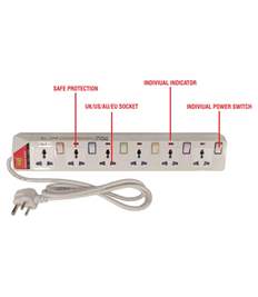 MX 6 Way Outlet Power Strip With Universal Socket