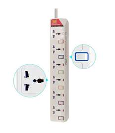 MX 6 Way Outlet Power Strip With Universal Socket