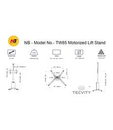 NB TW85 White Heavy Duty TV Cart Flooring Stand