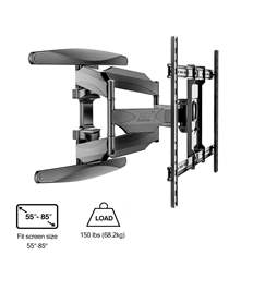 NB P65 New Full Motion Cantilever Wall Mount For 55" To 85" LCD/LED TV Up To 68.2 Kg.