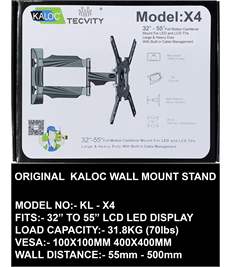 Kaloc X4 New Full Motion Cantilever Wall Mount For 32" To 55" LCD/LED TV Up To 31.8 Kg.