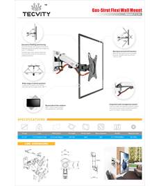 NB F120 Gas Strut Flexi Wall Mount For 17" To 27" Monitors